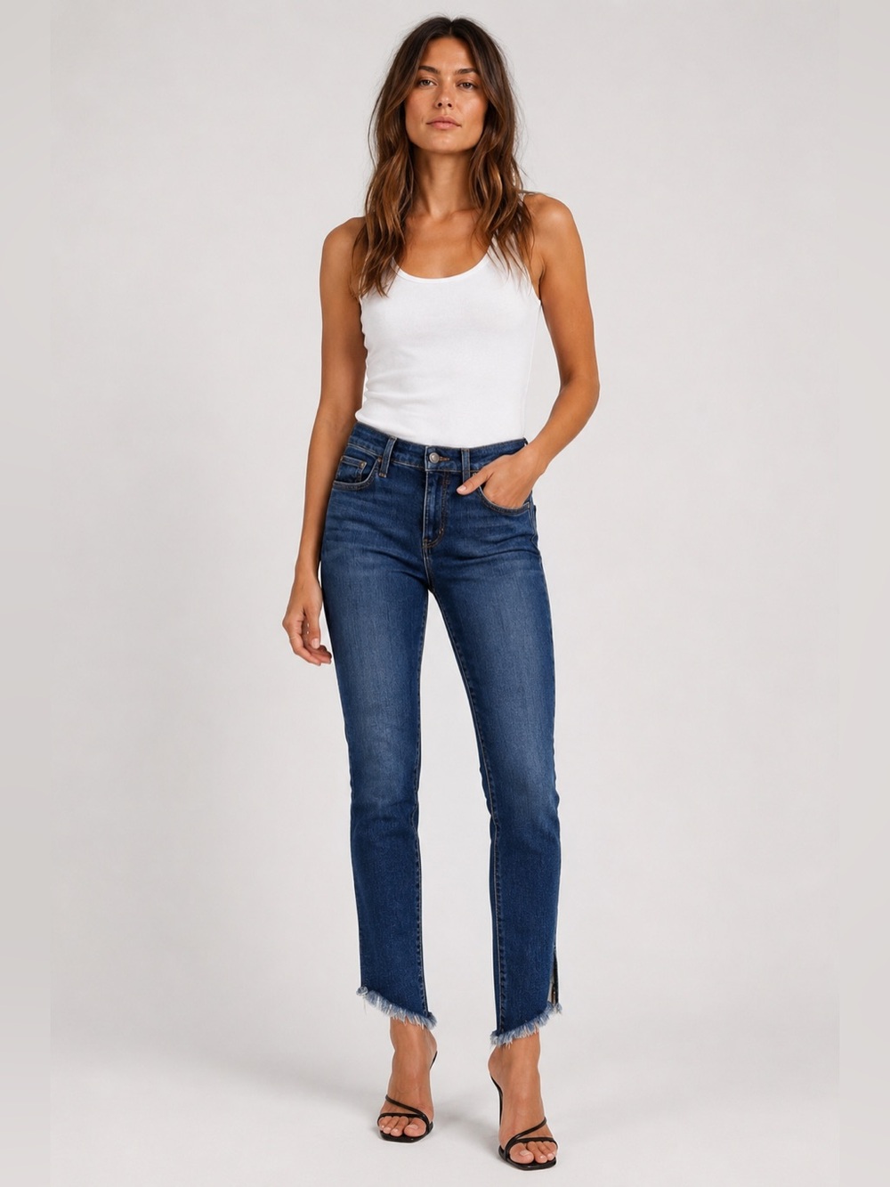Joe’s Jeans The Icon Mid Rise Skinny Ankle Raw Hem Slit Jeans 28